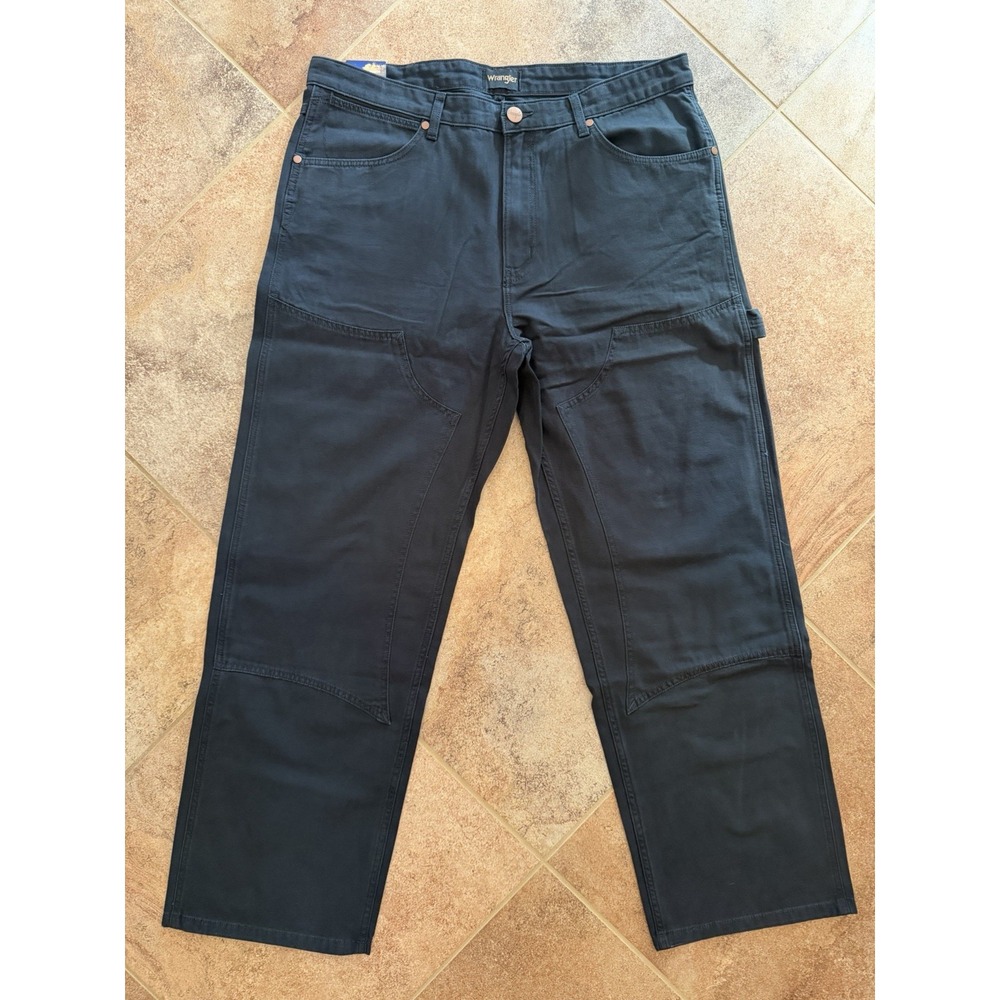 Men's Wrangler Double Knee Carpenter Black Jeans Size 36X32 NWT Loose Straight
